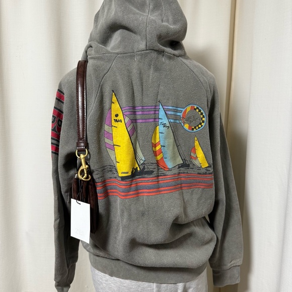 VINTAGE Tie dye hoodie zip up with side and back printing - Picture 5 of 7